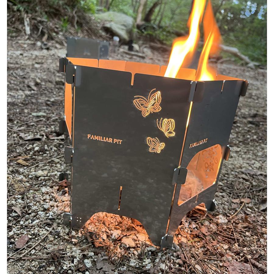 焚き火台 コンロ 組立て式 ランタンカバー おしゃれ 軽量 コンパクト 蝶々柄 |  | 01