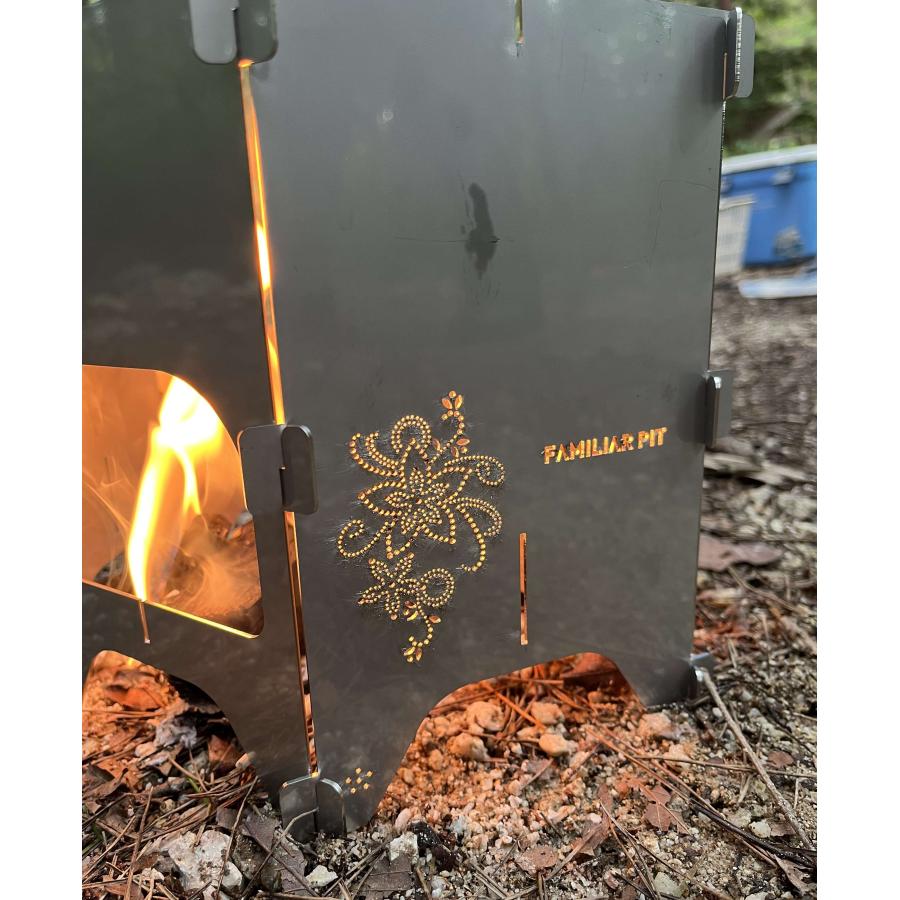 焚き火台 コンロ 組立て式 ランタンカバー おしゃれ 軽量 コンパクト 蝶々柄 |  | 02