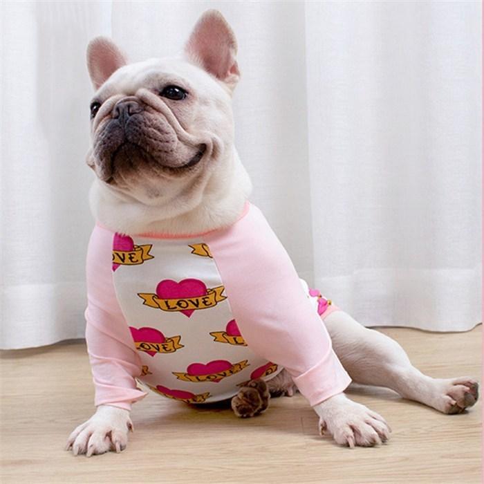 売り尽くし フレンチブルドッグ 服 フレブル Tシャツ 犬 LOVE ハート柄