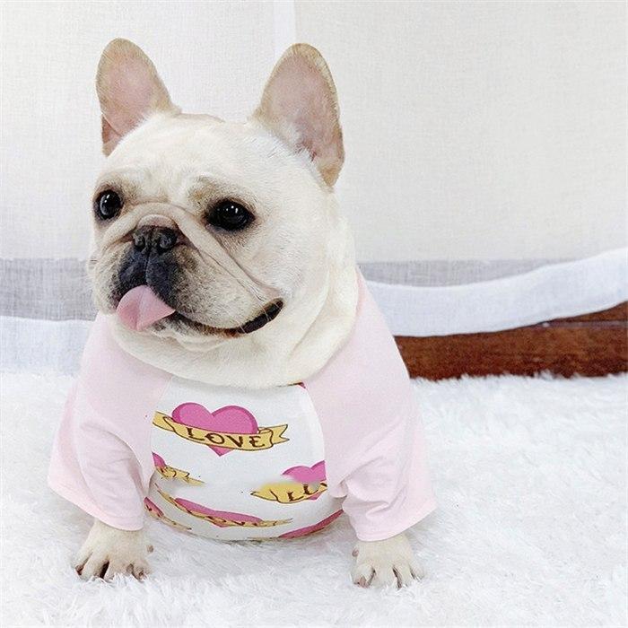 売り尽くし フレンチブルドッグ 服 フレブル Tシャツ 犬 LOVE ハート柄