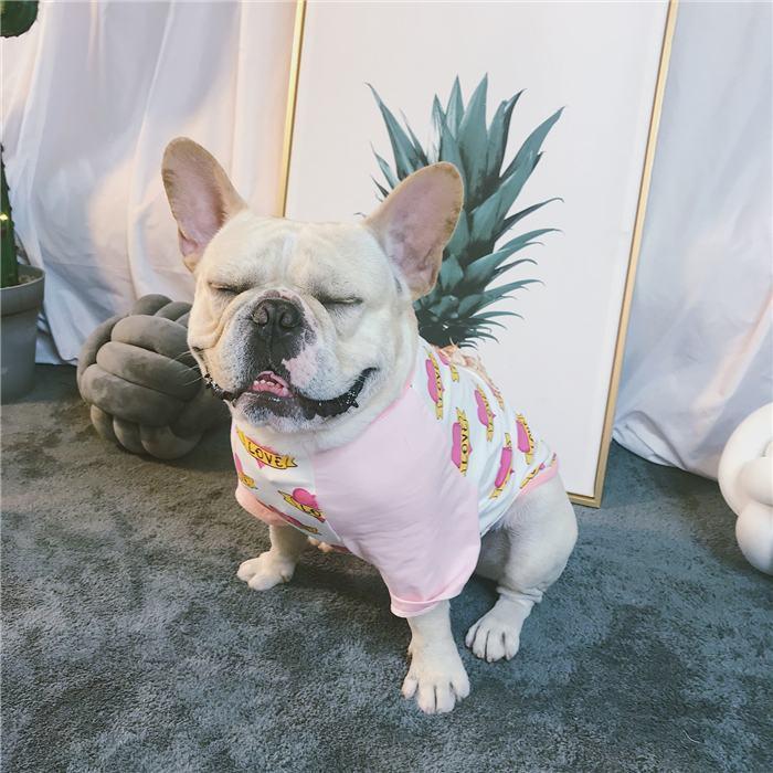 売り尽くし フレンチブルドッグ 服 フレブル Tシャツ 犬 LOVE ハート柄