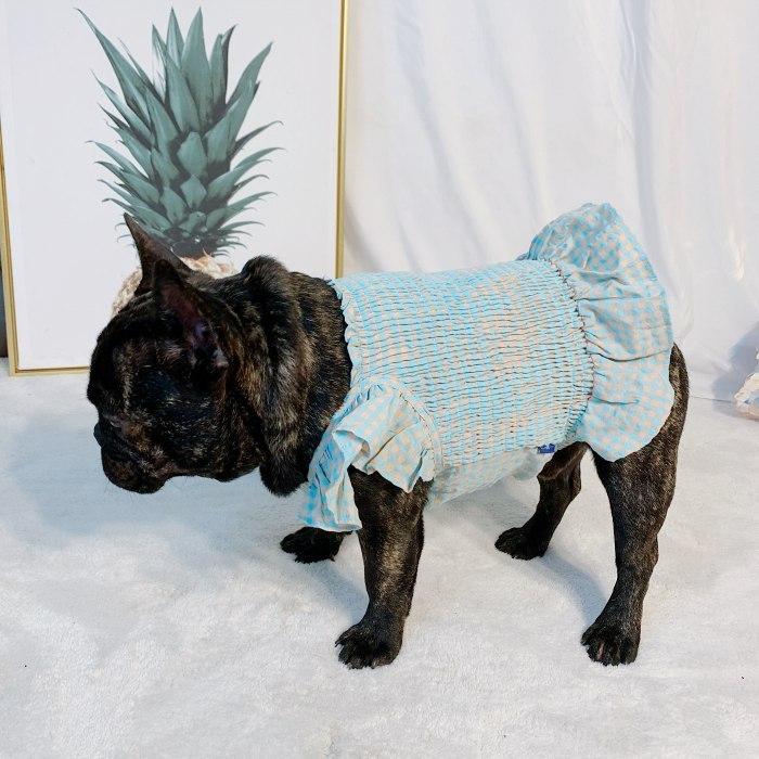 犬 フレブル フレンチブルドッグ パグ 服 チェック柄ワンピース