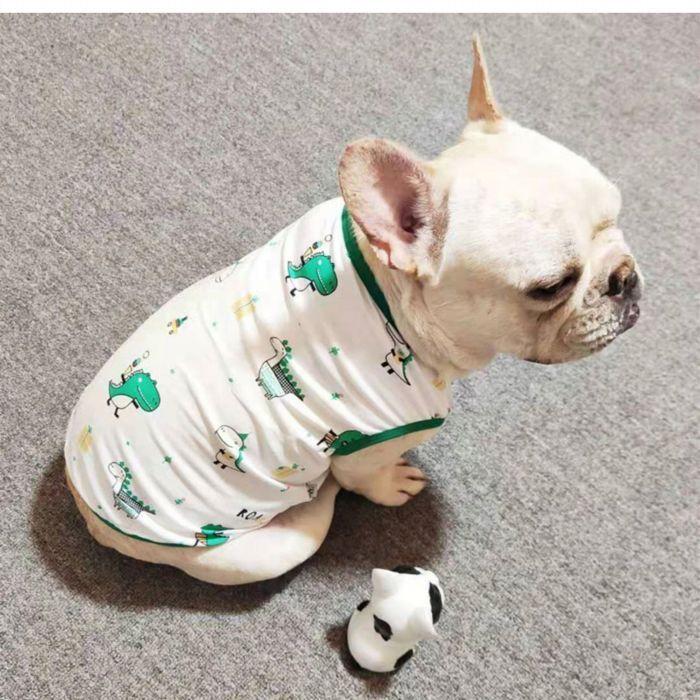 犬 春 夏服 中型犬 フレンチブルドッグ フレブル 恐竜 グリーン 白