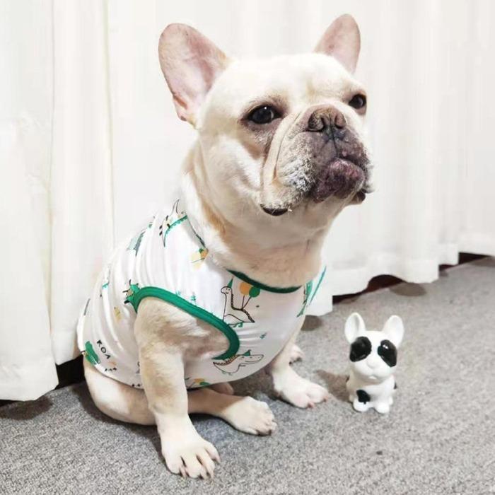 犬 春 夏服 中型犬 フレンチブルドッグ フレブル 恐竜 グリーン 白