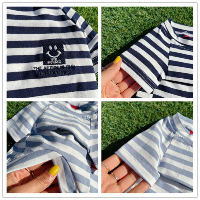 スマイル刺繍 ボーダーTシャツ ペアルック可能 フレブル フレンチ