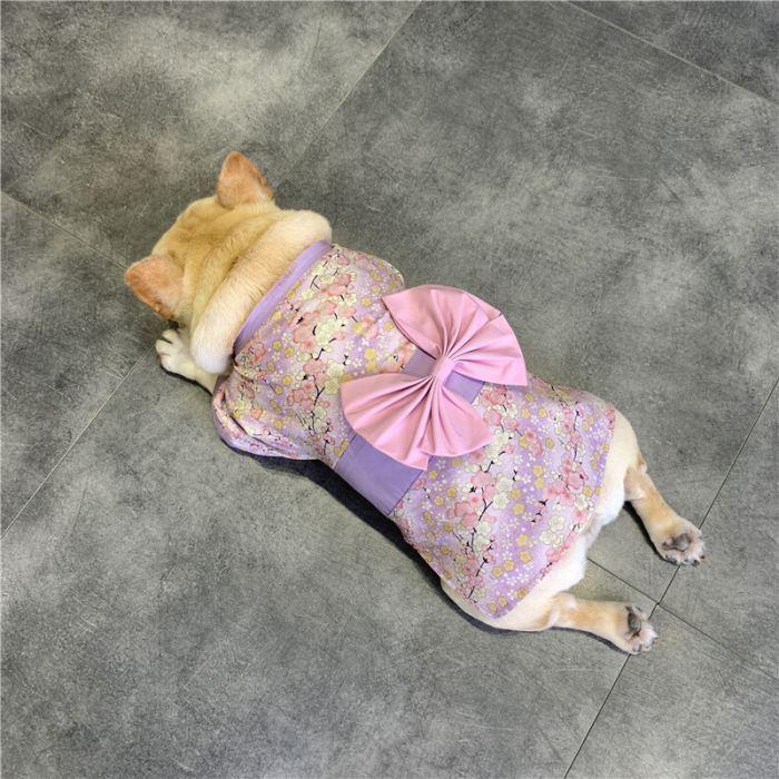 犬服 ハンドメイド 着物 Sサイズ ピンク フレンチブルドック服 犬 着物 浴衣 晴れ着 袴 正月 フレンチ