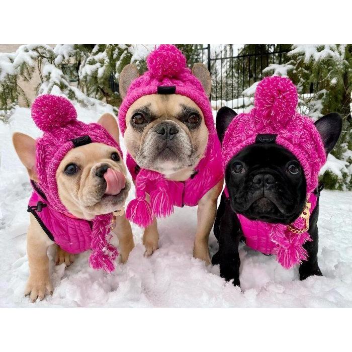 医療用ケア帽子ハンドメイド98　黒　フレンチブルドッグ 医療用ケア帽子ハンドメイド98 黒 フレンチブルドッグ様専用