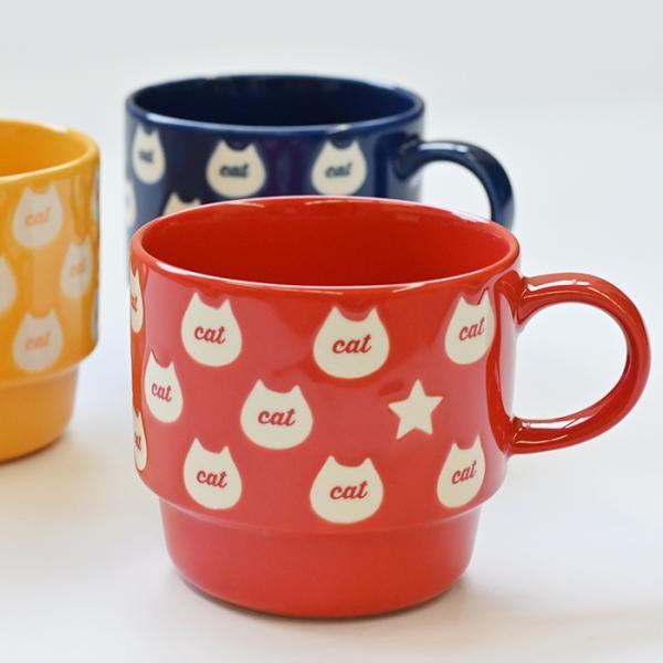 猫の陶器製 マグカップ 猫 ねこ マグカップ 日本製 美濃焼 猫柄 マグ 陶器 大きめ 大きい