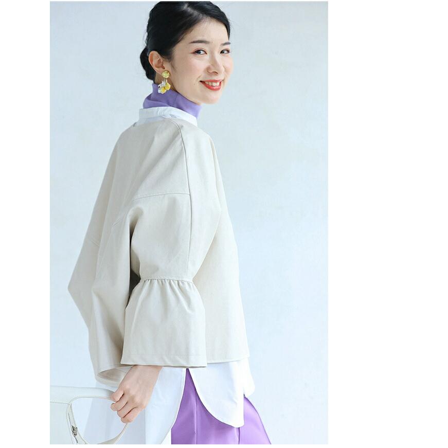 Sから3L対応 ハードになりすぎない フリル袖 エコレザー : CAWAII