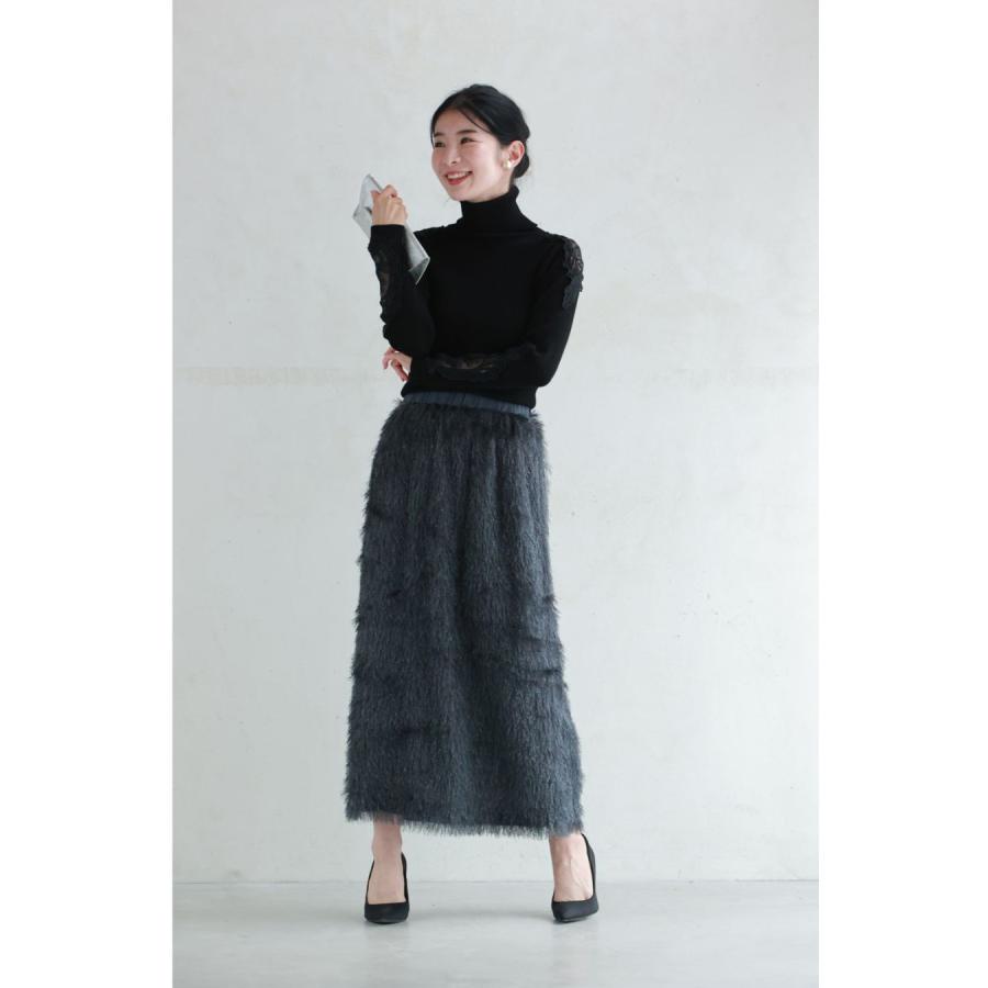 SからL対応 ふわふわシャギーのストレートミディアムスカート : CAWAII