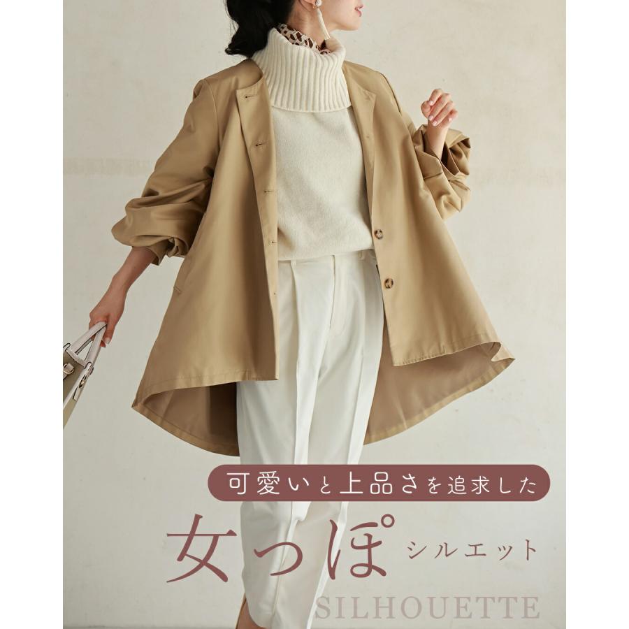 再入荷11月9日 シルエットにこだわった レディトレンチ コート アウター レディース ファッション 秋服 冬服 着回し 重ね着 体型カバー cawaii fbr00047 S~M/L~2L対応 ベージュ 日常使い キレイめ ポワン袖 シンプル ミセス 30代 40代 50代 cawaii SからM/Lから2L対応 シルエットにこだわった レディトレンチ