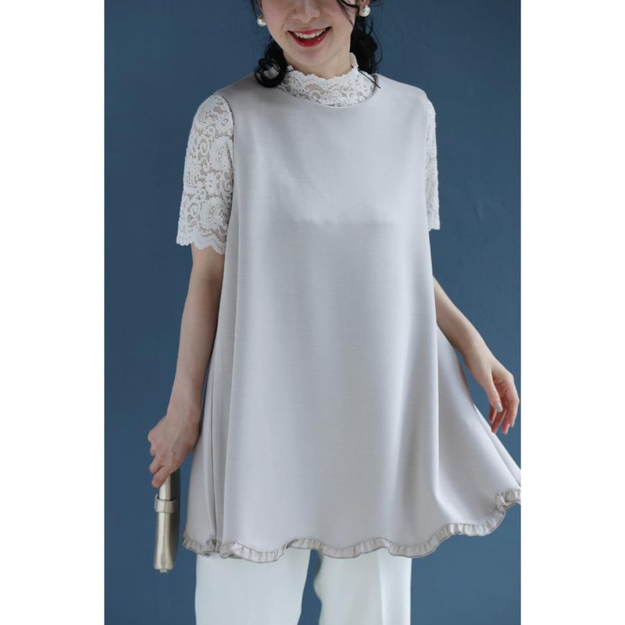 Sから2L対応 なみなみ裾フリルのバックリボンチュニック : CAWAII