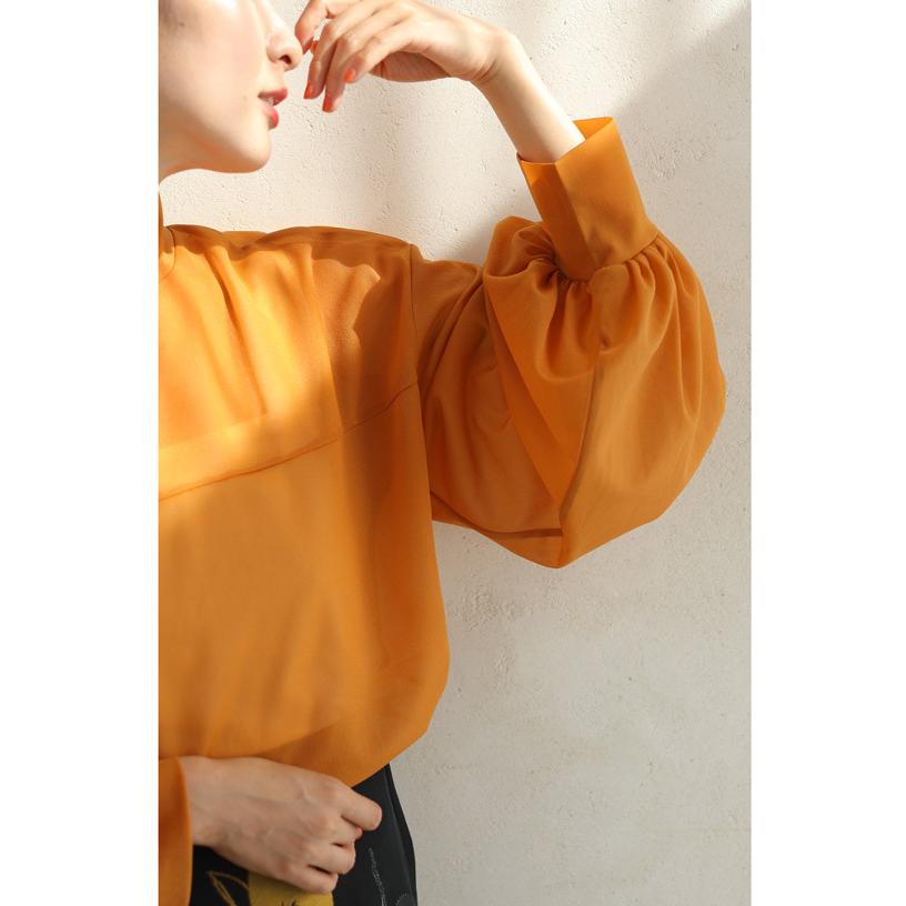 【新品タグ付き】ふっくらポワン袖のシアーカラーブラウストップス セール商品返品交換不可】定価:12144cawaii ふっくらポワン袖のシアー
