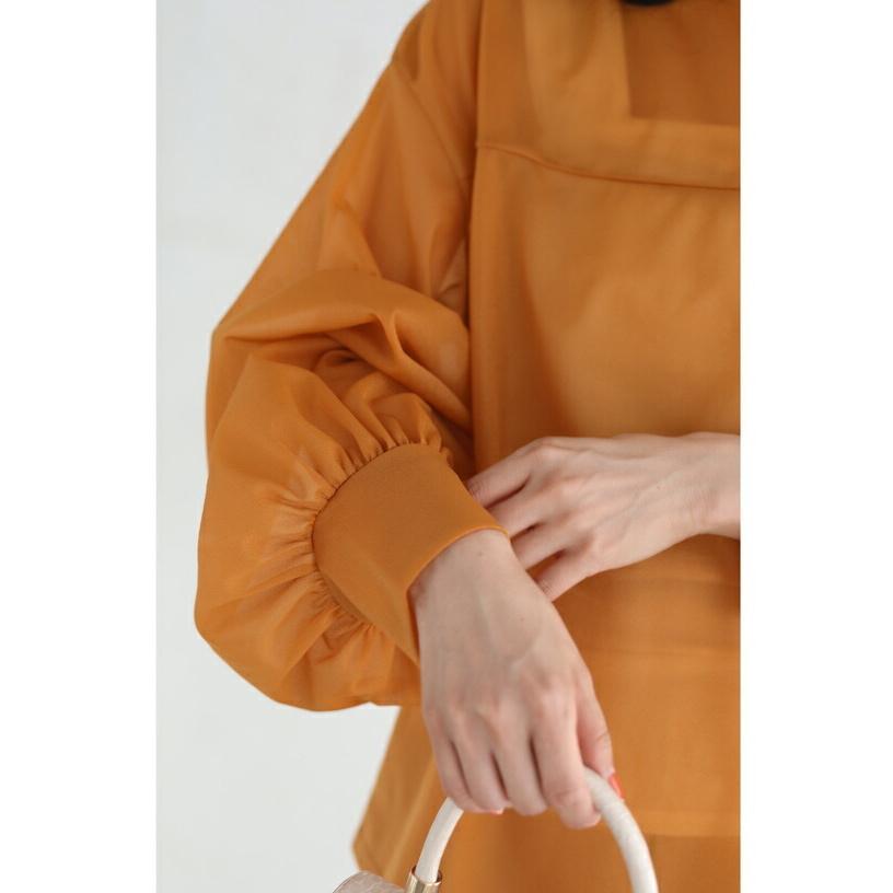 【新品タグ付き】ふっくらポワン袖のシアーカラーブラウストップス セール商品返品交換不可】定価:12144cawaii ふっくらポワン袖のシアー