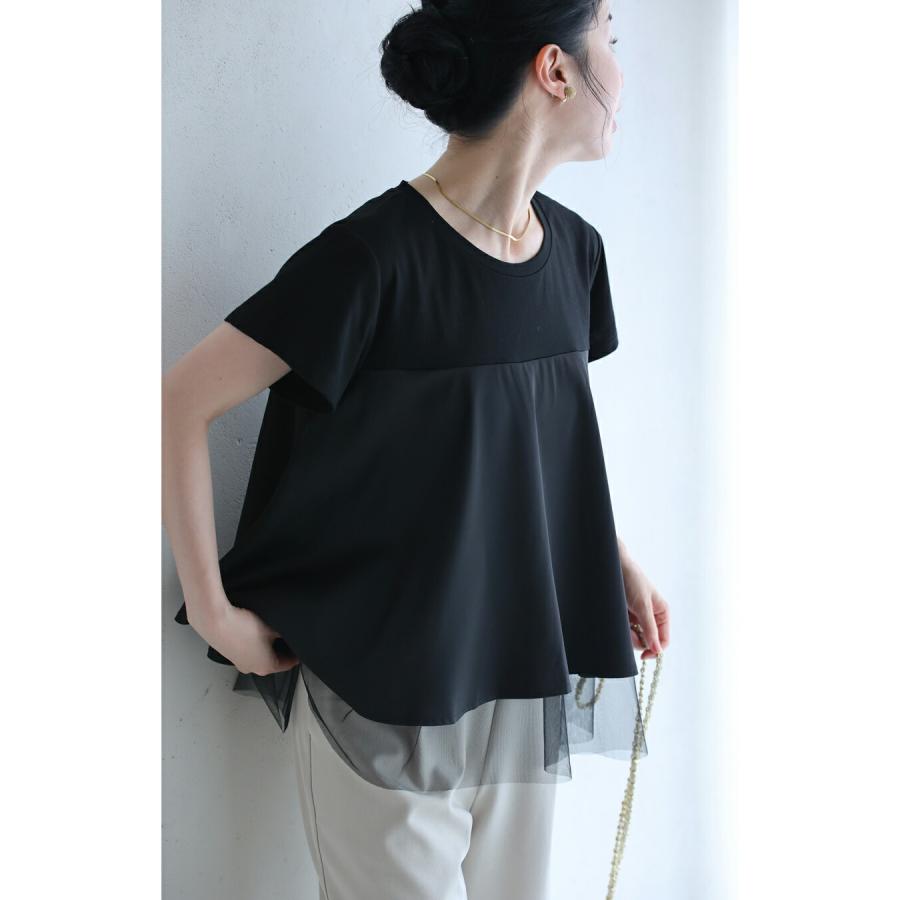 裾チラチュールのAラインTシャツトップスの画像