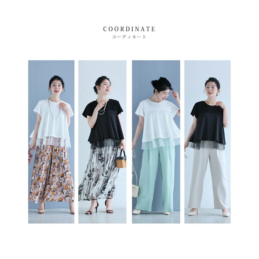 裾チラチュールのAラインTシャツトップスの画像