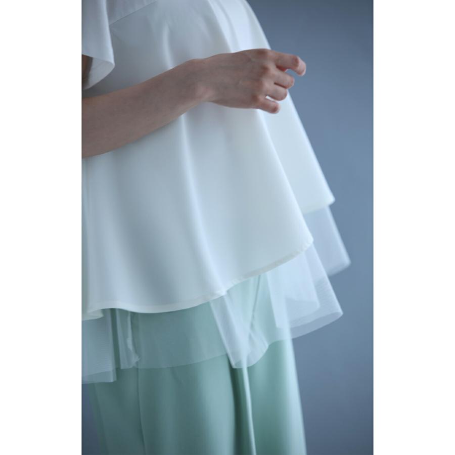 裾チラチュールのAラインTシャツトップスの画像