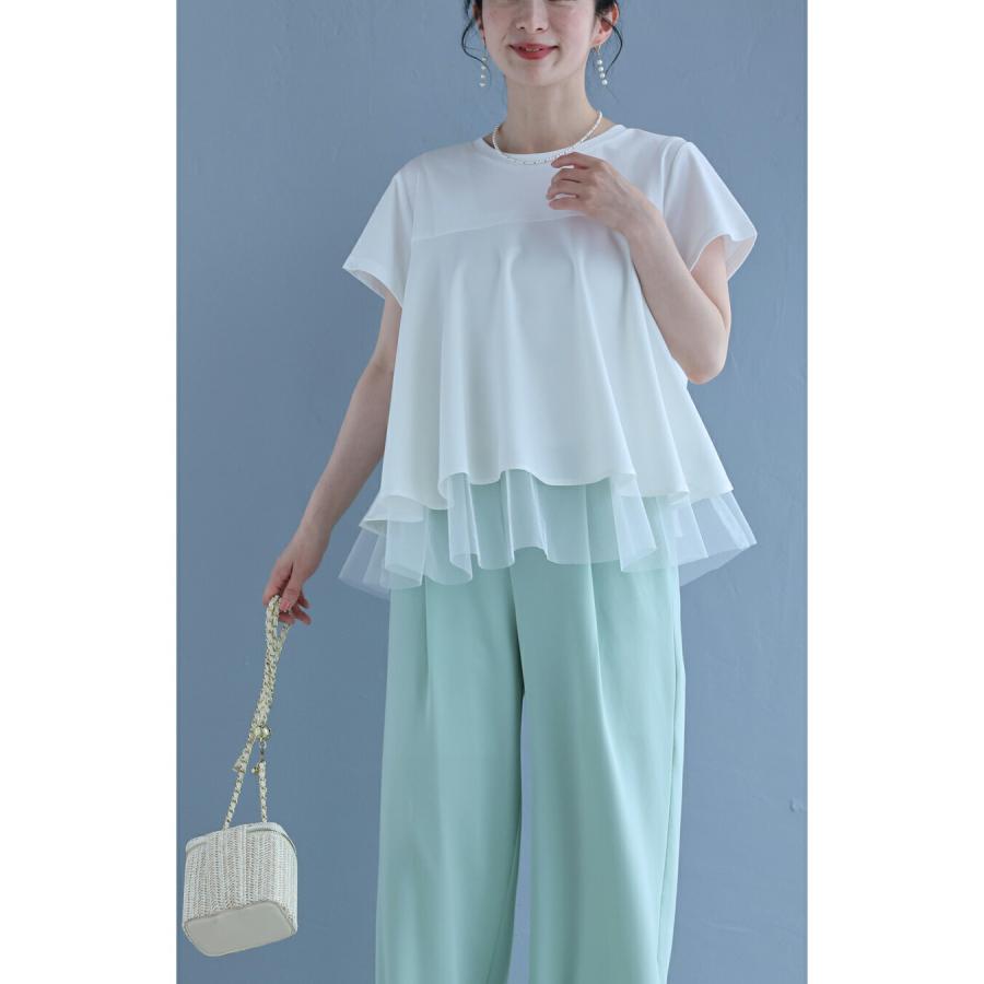 裾チラチュールのAラインTシャツトップスの画像