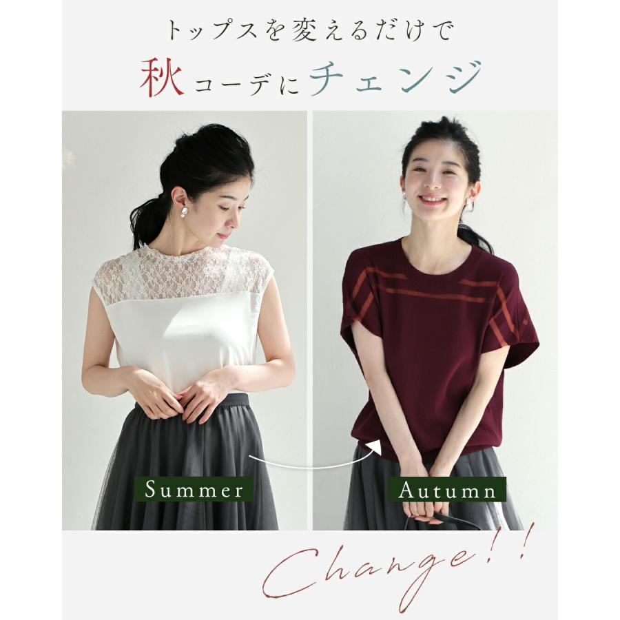 SからM/Lから2L対応 暑い秋に悩まない カラーニットトップス : CAWAII