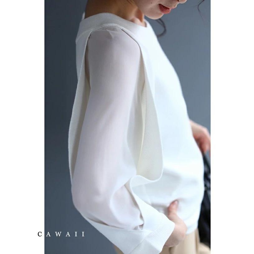 cawaii french pave アンティークレースニット完売アイボリー　M cawaii SからL対応 グレー FRENCHPAVE オリジナル 首元を美しく魅せる