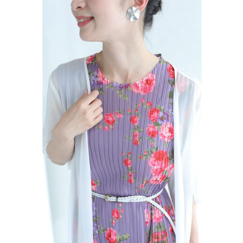 CAWAII ロマンティックな花舞うアコーディオンプリーツワンピース 