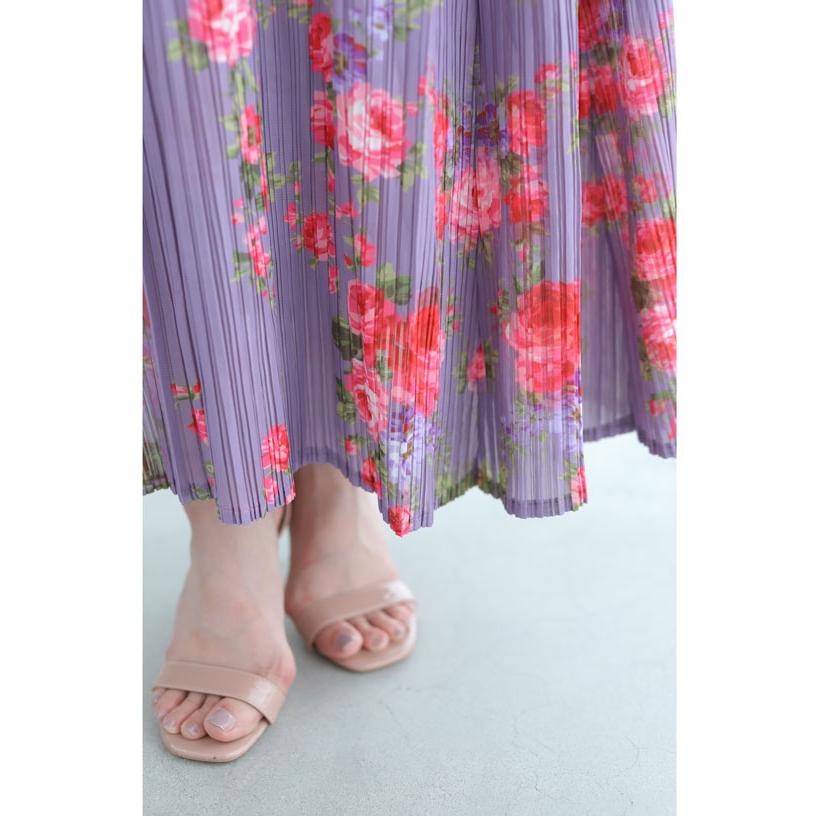 CAWAII ロマンティックな花舞うアコーディオンプリーツワンピース 