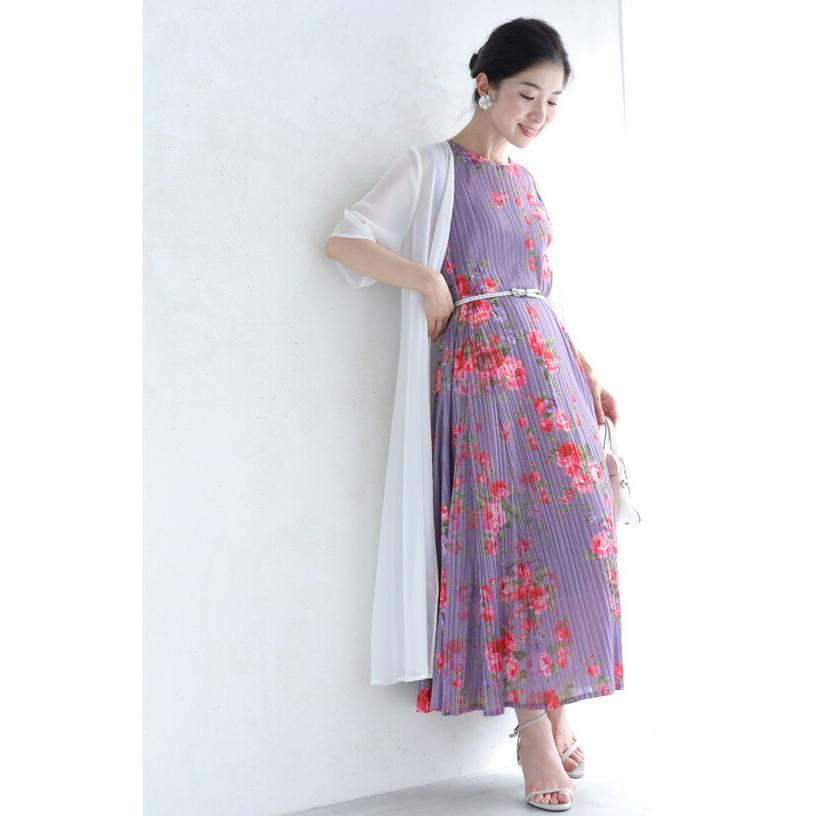 CAWAII ロマンティックな花舞うアコーディオンプリーツワンピース 