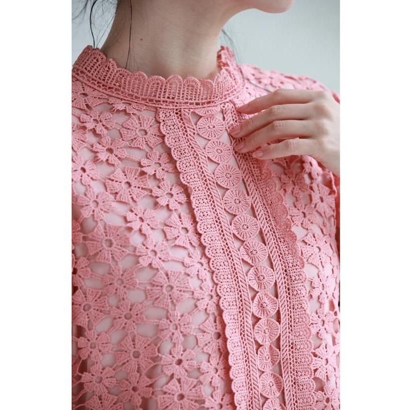 SからL対応 花咲カッティングレースプルオーバートップス : CAWAII