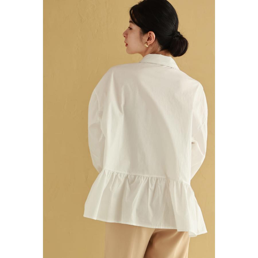 セール商品返品交換不可】Sから3L対応 アシンメトリーな裾フリルシャツ