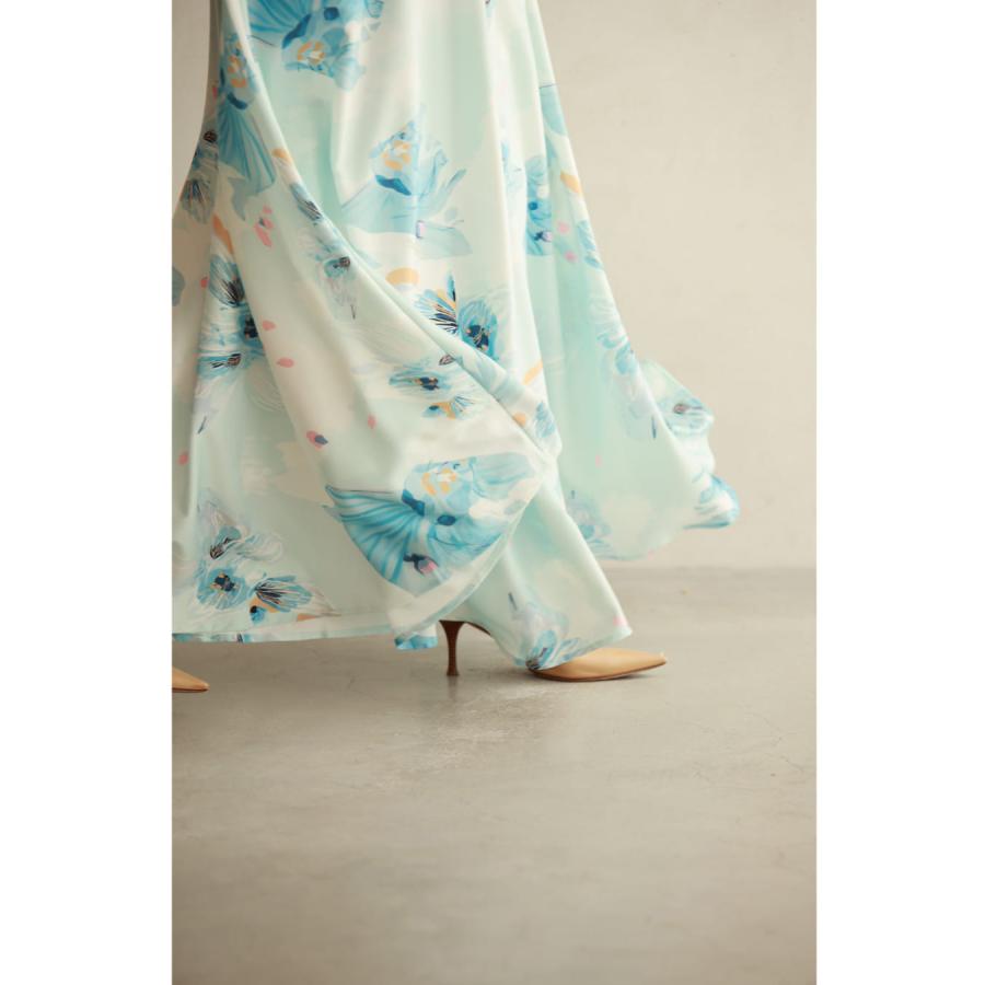 cawaii SからM対応 ひらひら揺らめくような淡花ロングワンピース