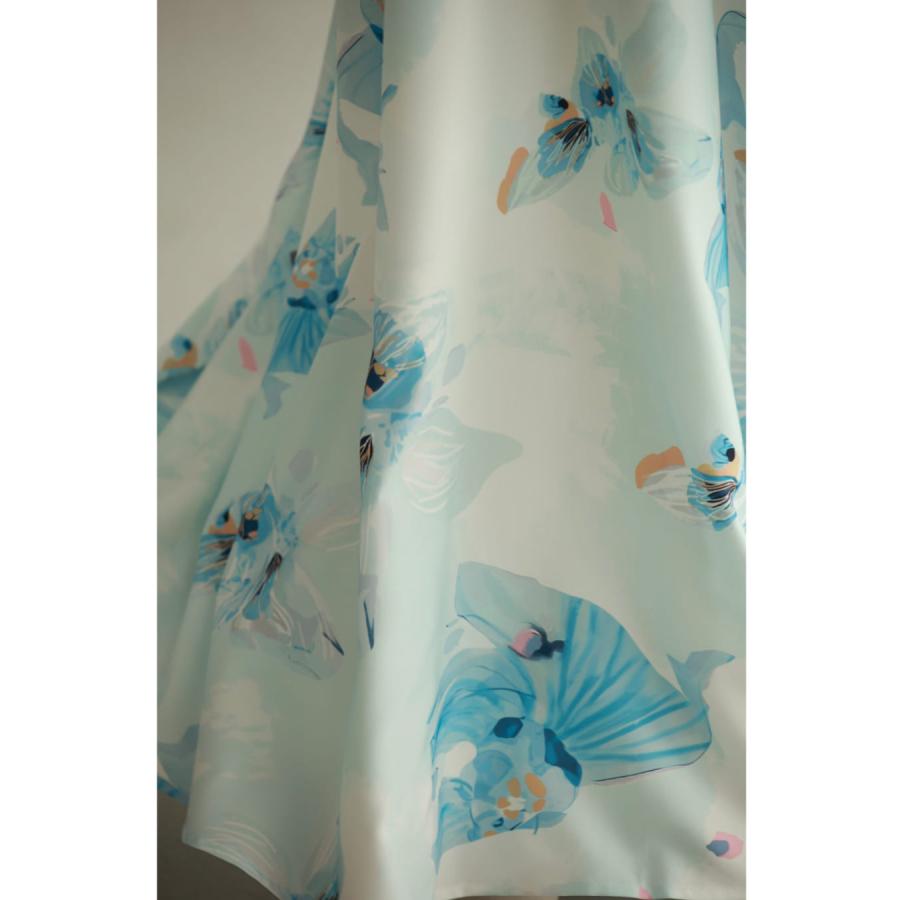 cawaii SからM対応 ひらひら揺らめくような淡花ロングワンピース