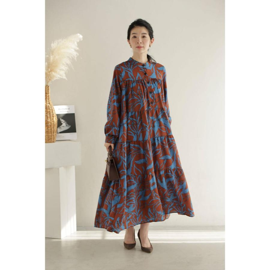 美品♡ kayme 和柄 「牡丹」琉球紅型 ギャザーワンピース 9 ひざ丈 クール系Eriより】新作！南国華やかプリント「琉球紅型」ワンピース