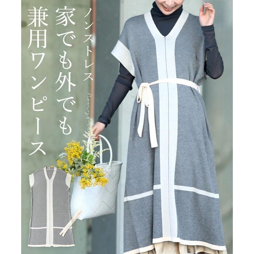 Sから3l対応 ノンストレス お家とお出かけ兼用ワンピース W French Pave 通販 Yahoo ショッピング