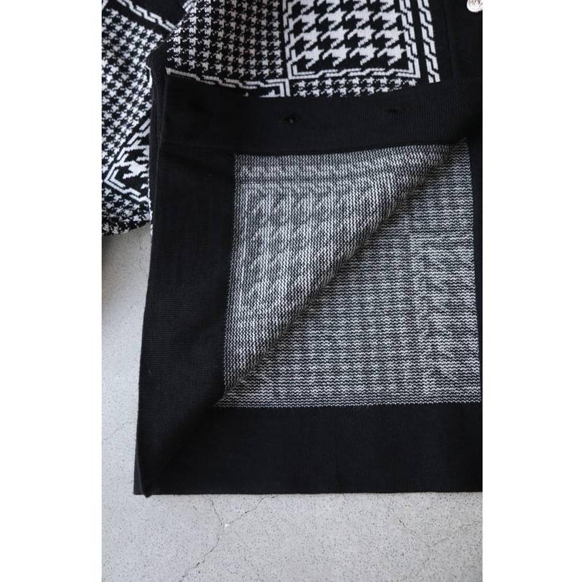 SからL対応 黒 千鳥格子柄カーディガンとリブニットワンピースの2点