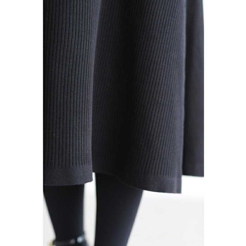 SからL対応 黒 千鳥格子柄カーディガンとリブニットワンピースの2点