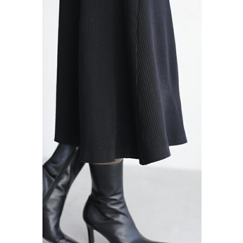 SからL対応 黒 千鳥格子柄カーディガンとリブニットワンピースの2点