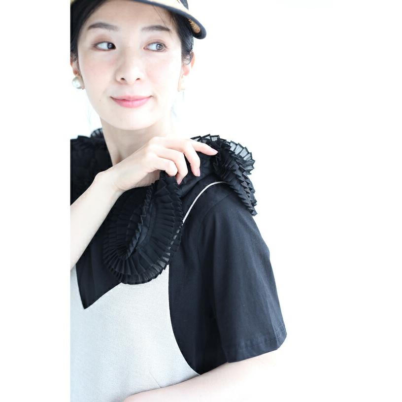 Sから2L対応 黒 プリーツの花咲くTシャツトップス : CAWAII - 通販