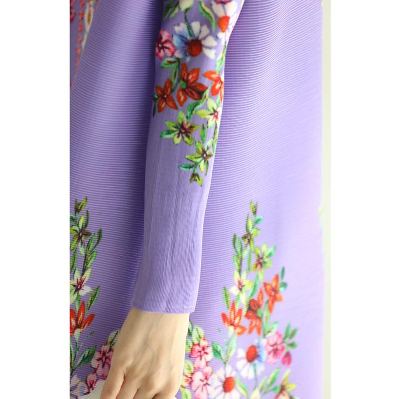 Sから3L対応 羽織にも 優雅なフラワーブーケアコーディオンプリーツ