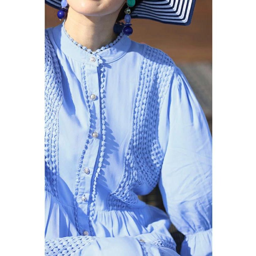 SからL対応 (ベルト付き) 爽やかな風感じるサークルレースのロング