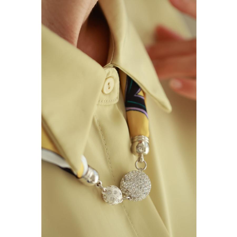 SからL対応 スカーフネックレスととろみカラーシャツ2点セット set