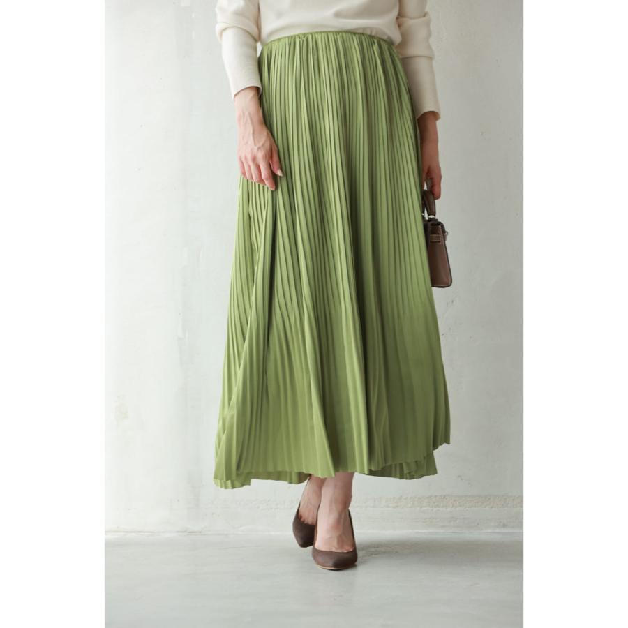 Sから2L対応 ブドウカラーの艶プリーツミディアムスカート : CAWAII