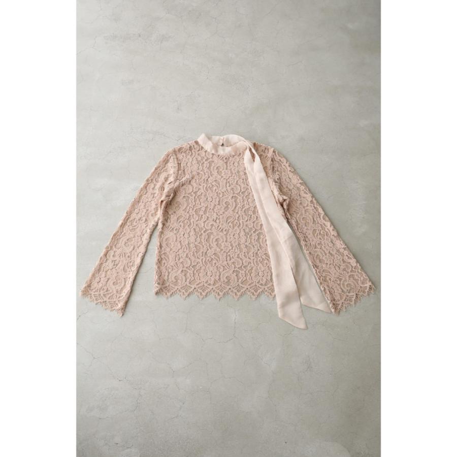 SからM対応 肩にひらりデコレーションリボンの総レースブラウス