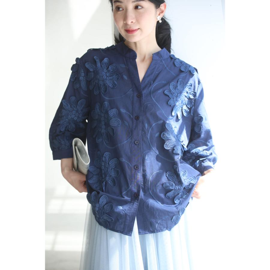 SからL対応 立体花のスキッパーシャツトップス : CAWAII - 通販