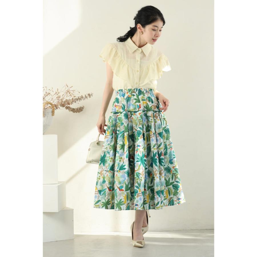 SからL対応 陽気なアニマルのジャングルミディアムスカート : CAWAII