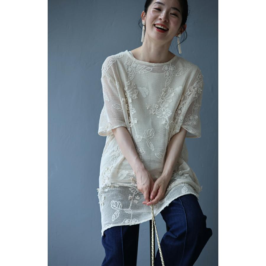 花咲き浮かぶ重ね着メッシュチュニック_5
