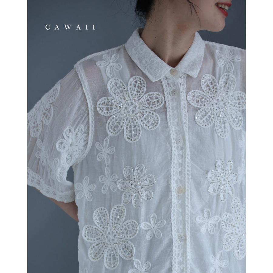 キラキラビーズの花刺繍シャツトップス : CAWAII - 通販 - Yahoo