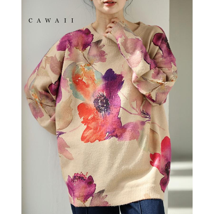 滲むアネモネ水彩画ニットトップス : CAWAII - 通販 - Yahoo!ショッピング