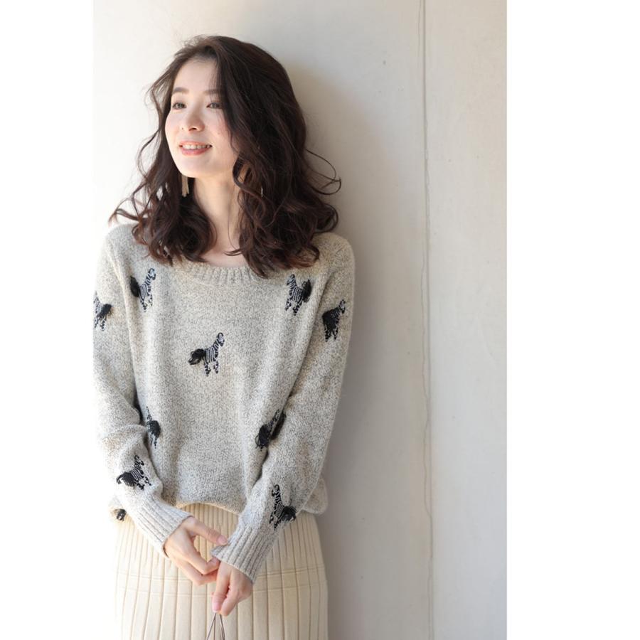 CAWAII シマウマ駆け巡る刺繍ニットトップス : CAWAII - 通販 - Yahoo