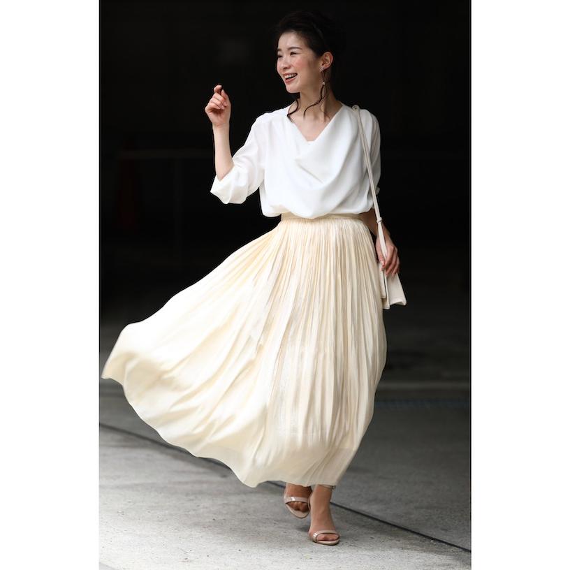 新品タグ付き】毎日洗える シャイニー光沢スカートロング丈タイプ マキシ丈 