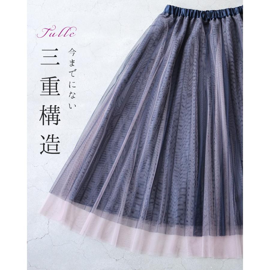 cawaii （ネイビー）（S~L/2L~3L対応）グラデーションチュールスカート